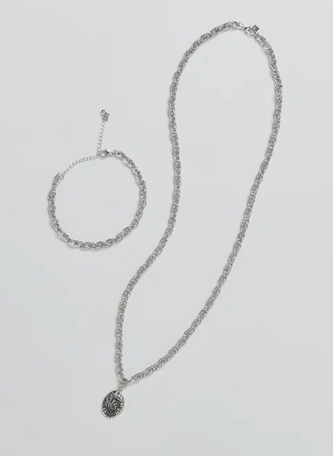 conjunto colar e pulseira prateado coração conjunto colar e pulseira prateado coração