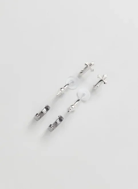 conjunto com 3 brincos de argola cruz conjunto com 3 brincos de argola cruz