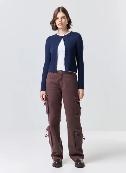 calça sarja cargo cintura baixa calça sarja cargo cintura baixa