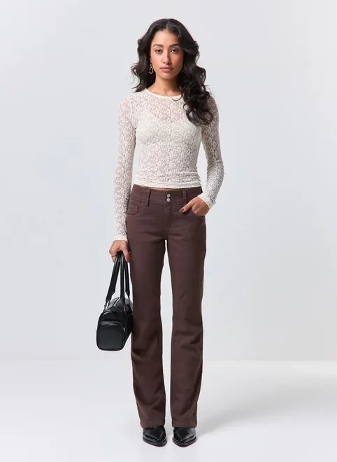 calça bootcut sarja marrom calça bootcut sarja marrom