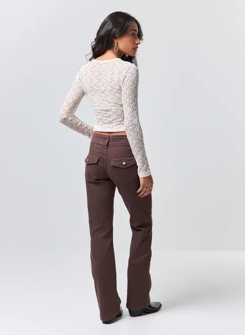 calça bootcut sarja marrom calça bootcut sarja marrom