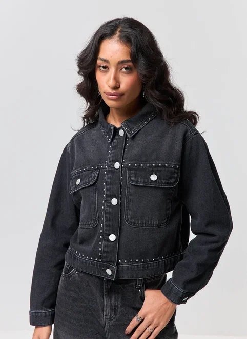 jaqueta jeans preta tachinhas jaqueta jeans preta tachinhas