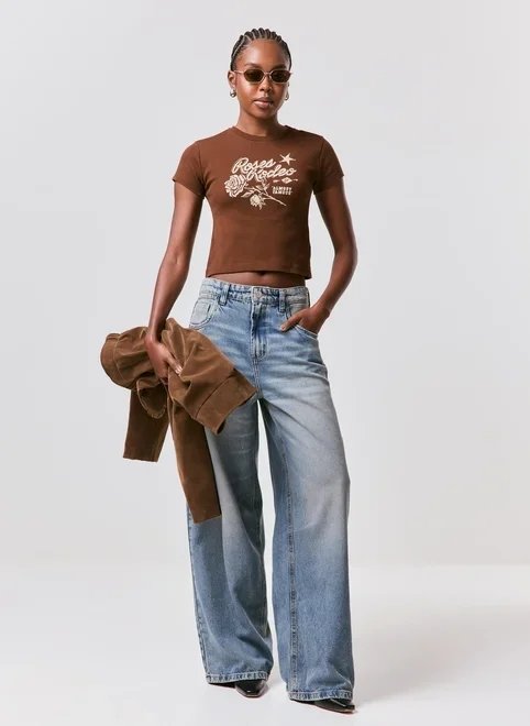 blusa mini tee marrom rodeo blusa mini tee marrom rodeo