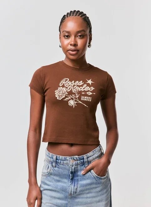 blusa mini tee marrom rodeo blusa mini tee marrom rodeo