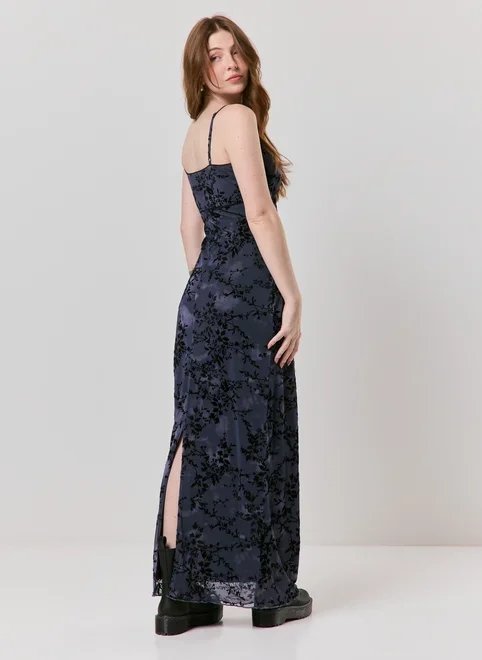 vestido estampa floral aveludada vestido estampa floral aveludada