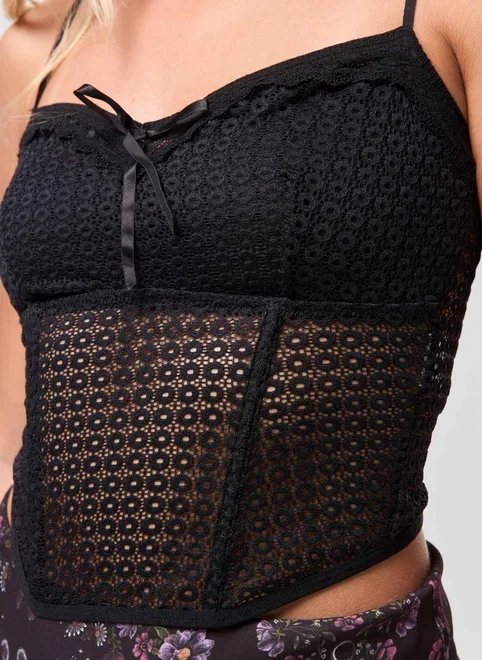cropped renda preto corsetado cropped renda preto corsetado