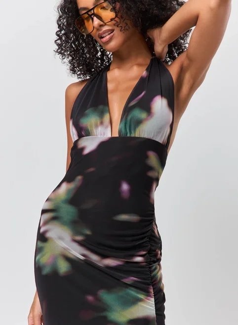 vestido frente única tule estampa manchada vestido frente única tule estampa manchada