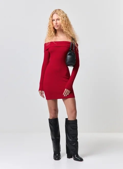 vestido curto manga longa ombro a ombro vestido curto manga longa ombro a ombro