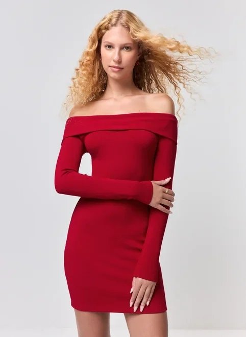 vestido curto manga longa ombro a ombro vestido curto manga longa ombro a ombro
