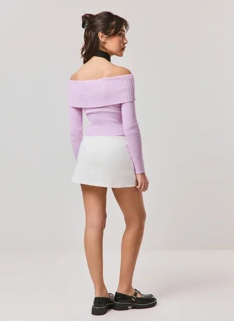 blusa manga longa tricô pala dobrada blusa manga longa tricô pala dobrada