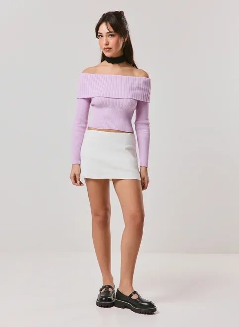 blusa manga longa tricô pala dobrada blusa manga longa tricô pala dobrada