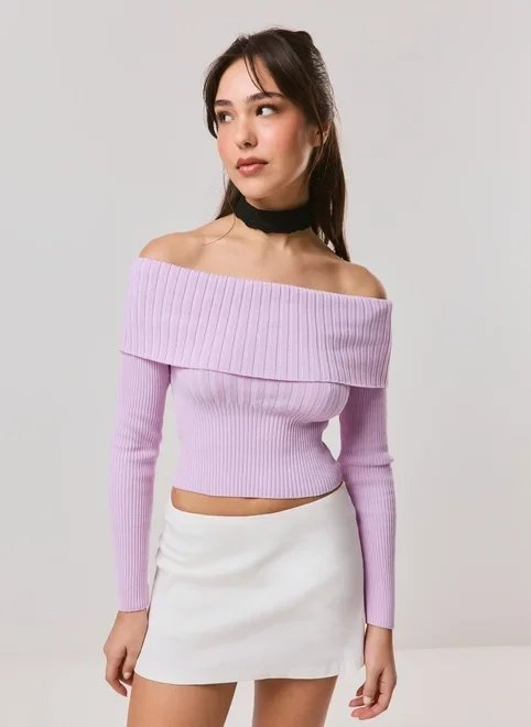 blusa manga longa tricô pala dobrada blusa manga longa tricô pala dobrada