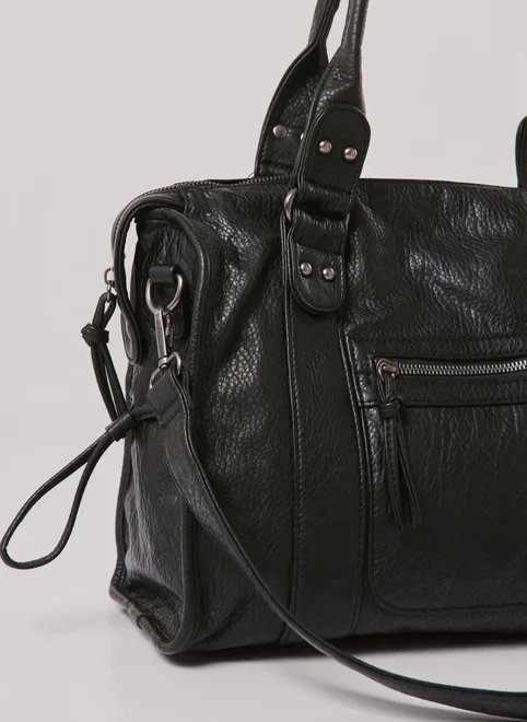 bolsa satchel preta com alça extra bolsa satchel preta com alça extra