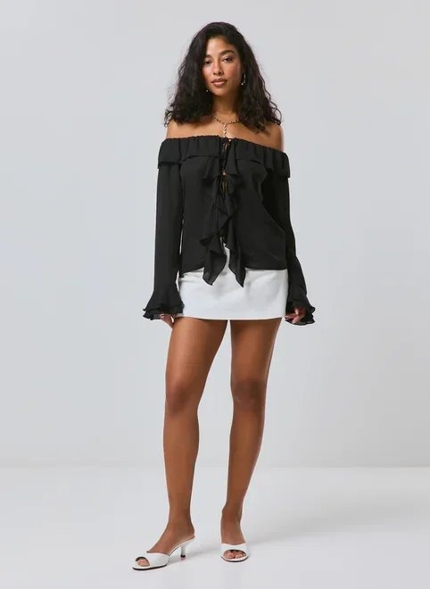 blusa ombro a ombro com babados blusa ombro a ombro com babados