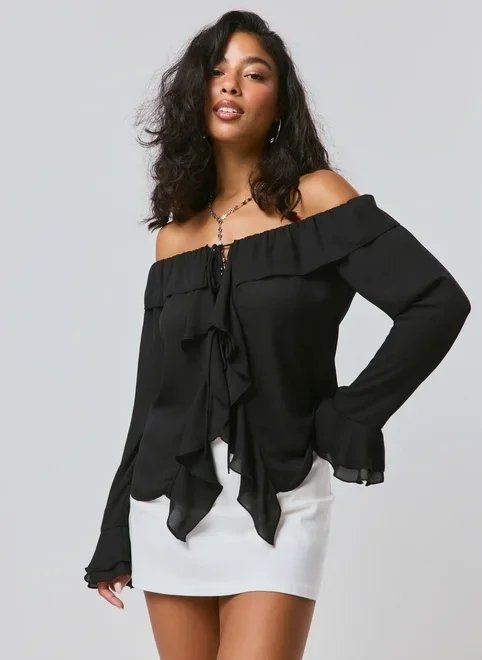 blusa ombro a ombro com babados blusa ombro a ombro com babados