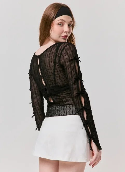 blusa em tule com laços blusa em tule com laços