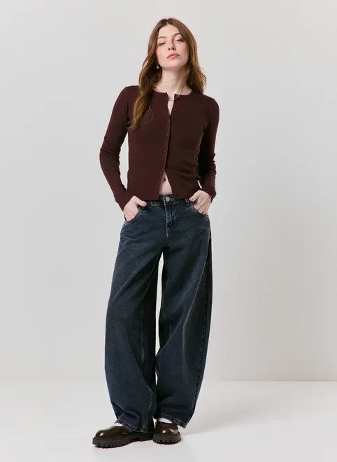 cardigan canelado com botões cardigan canelado com botões