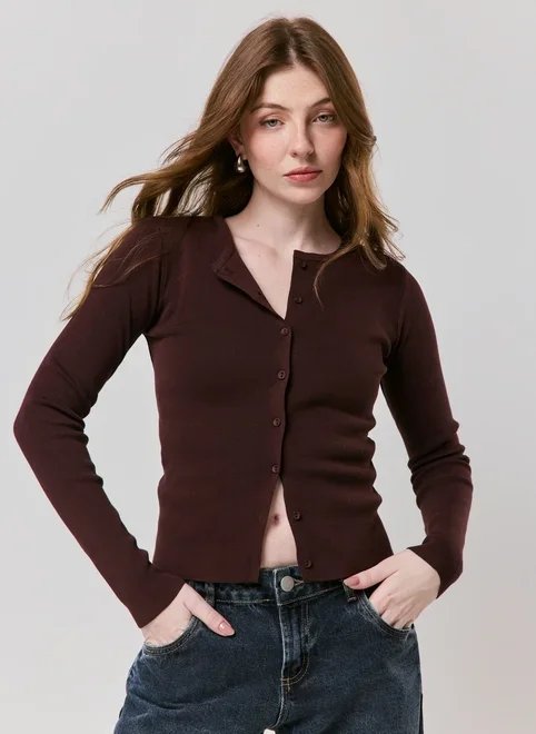 cardigan canelado com botões cardigan canelado com botões
