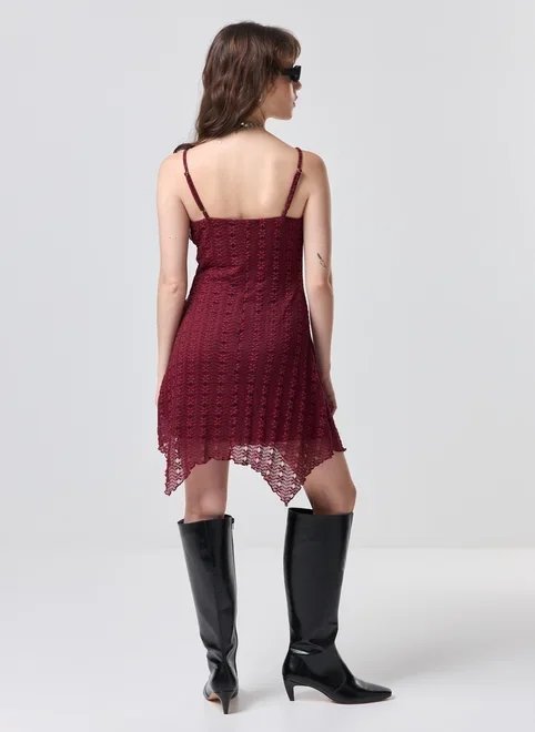 vestido curto renda vinho pontas vestido curto renda vinho pontas