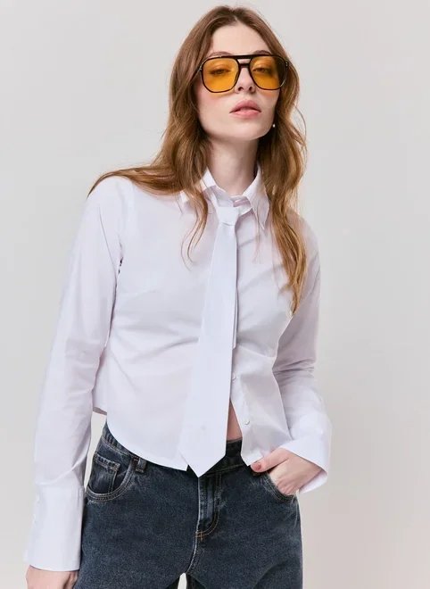 camisa com gravata off white camisa com gravata off white