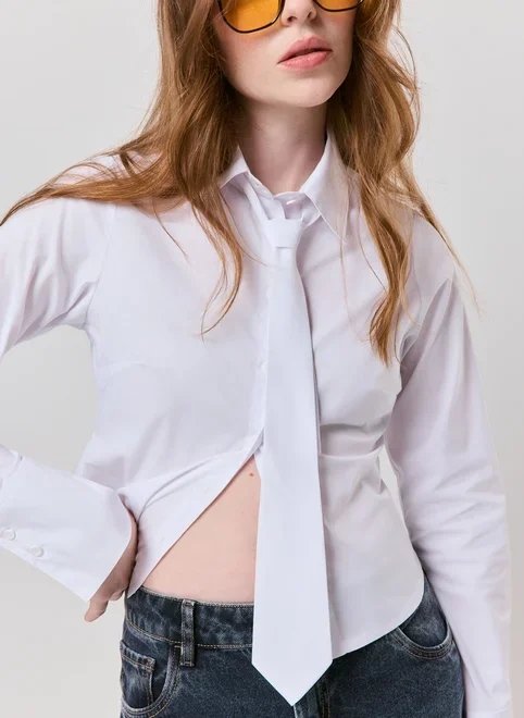 camisa com gravata off white camisa com gravata off white