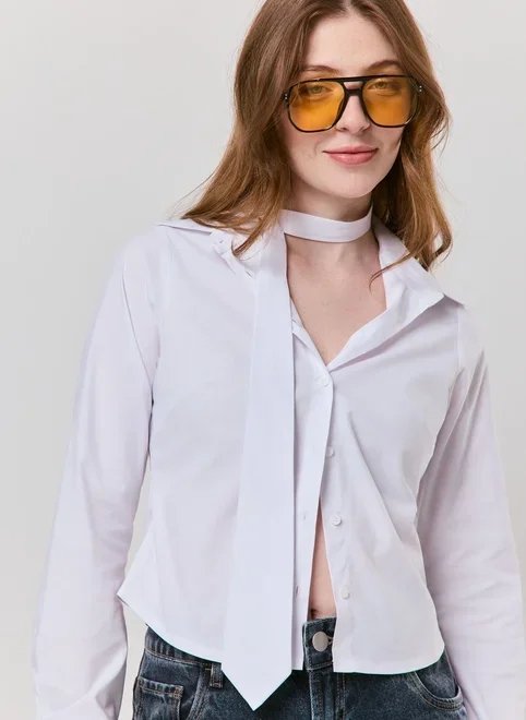 camisa com gravata off white camisa com gravata off white