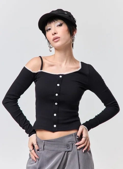 blusa manga longa assimétrica rendinha blusa manga longa assimétrica rendinha