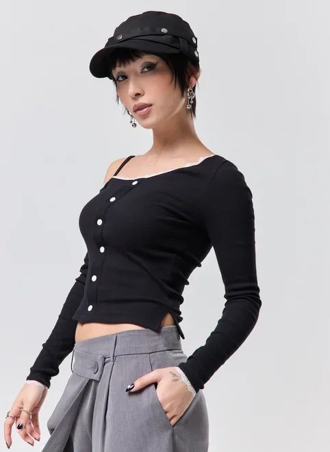 blusa manga longa assimétrica rendinha blusa manga longa assimétrica rendinha