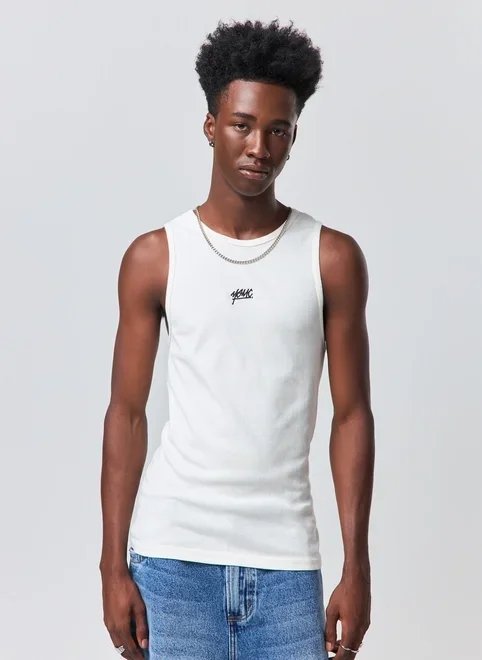 regata slim ribana off‑white bordado regata slim ribana off‑white bordado