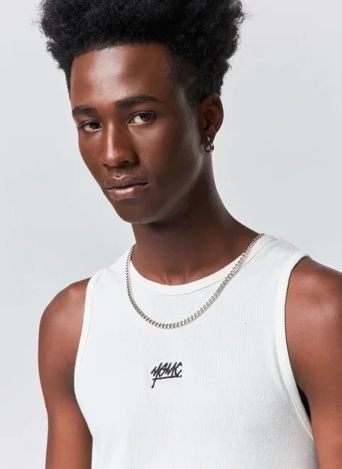 regata slim ribana off‑white bordado regata slim ribana off‑white bordado