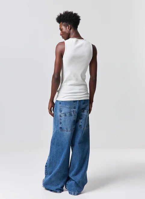 regata slim ribana off‑white bordado regata slim ribana off‑white bordado