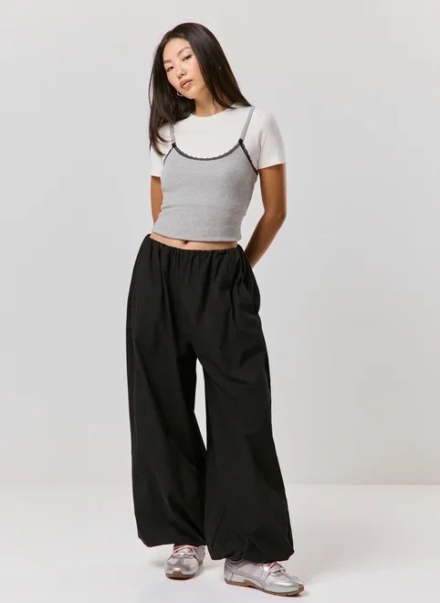 calça barrel com elástico na cintura calça barrel com elástico na cintura