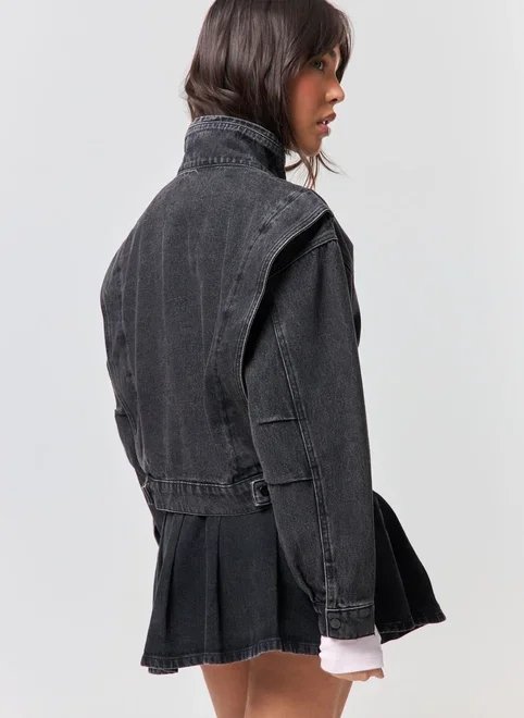 jaqueta jeans oversized gola alta jaqueta jeans oversized gola alta