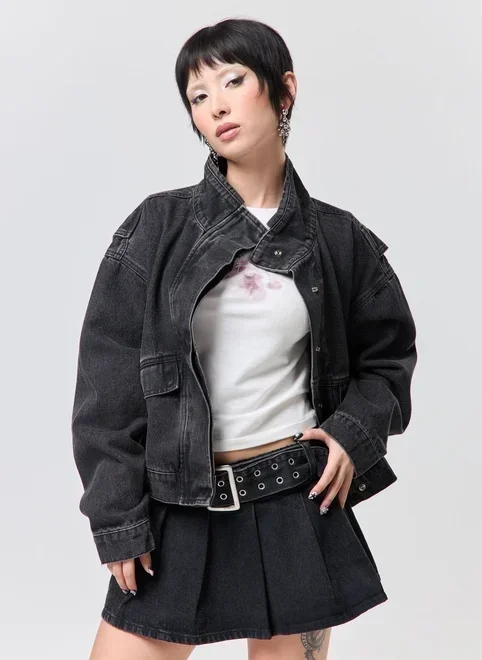 jaqueta jeans oversized gola alta jaqueta jeans oversized gola alta