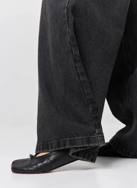 calça jeans preta barrel cintura baixa calça jeans preta barrel cintura baixa