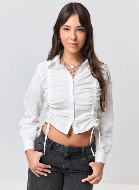camisa manga longa franzidos camisa manga longa franzidos