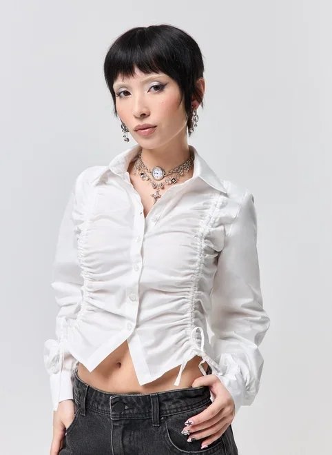 camisa manga longa franzidos camisa manga longa franzidos
