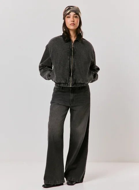 jaqueta bomber jeans gola pelinho jaqueta bomber jeans gola pelinho