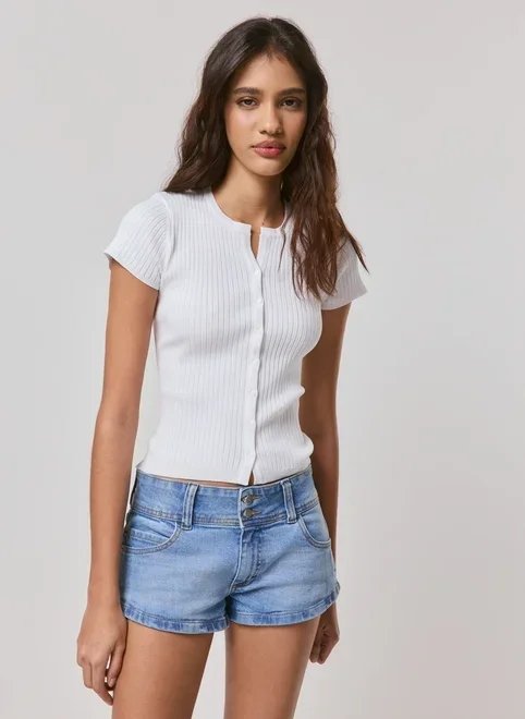 blusa canelada com botões blusa canelada com botões