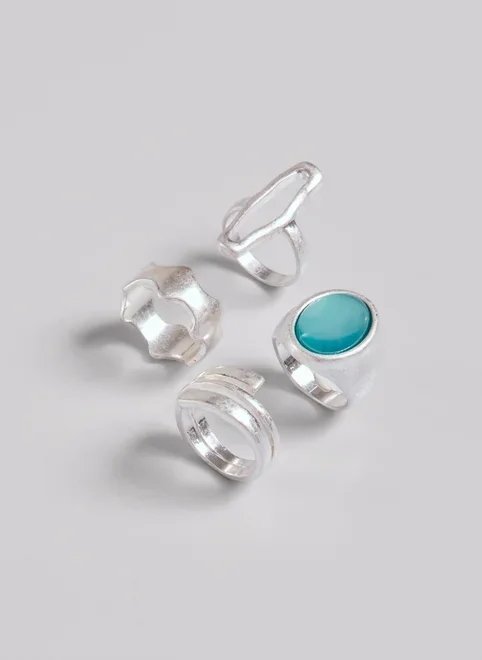 kit anéis orgânicos turquesa kit anéis orgânicos turquesa