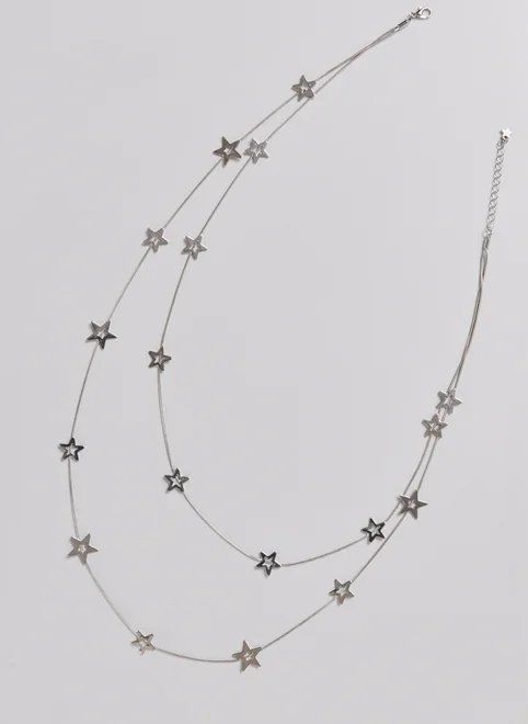colar duplo estrelas metálicas colar duplo estrelas metálicas