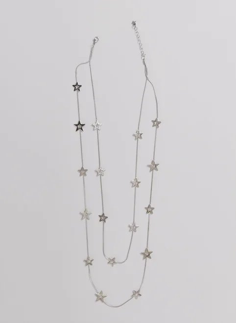 colar duplo estrelas metálicas colar duplo estrelas metálicas
