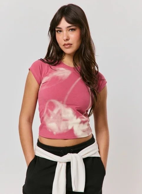 blusa mini tee rosa cereja blusa mini tee rosa cereja