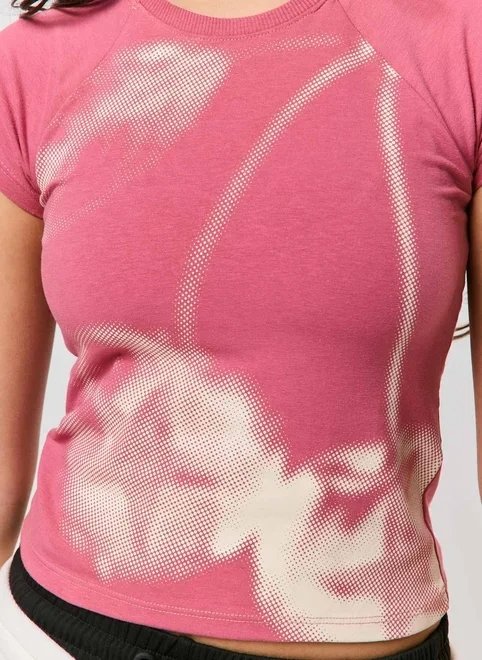 blusa mini tee rosa cereja blusa mini tee rosa cereja