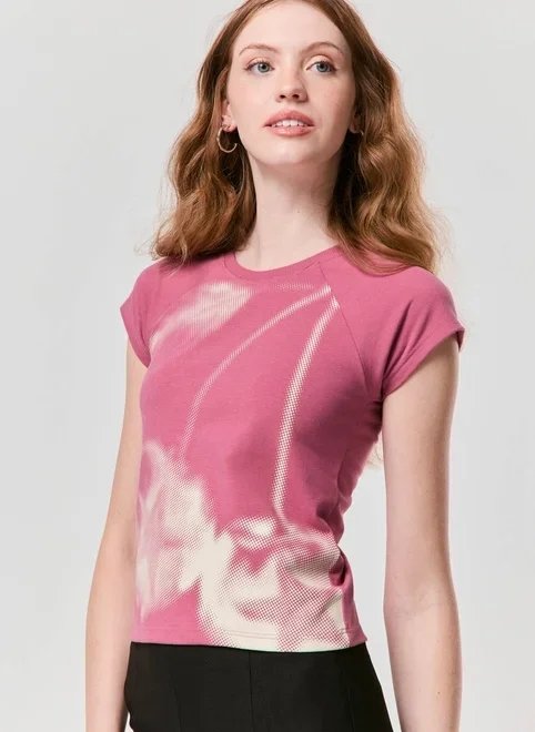 blusa mini tee rosa cereja blusa mini tee rosa cereja