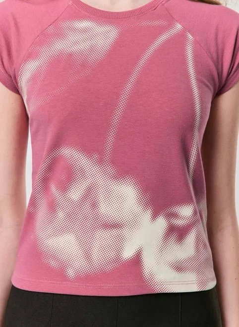 blusa mini tee rosa cereja blusa mini tee rosa cereja