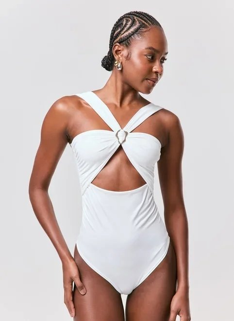 body off-white com recortes e aviamento body off-white com recortes e aviamento