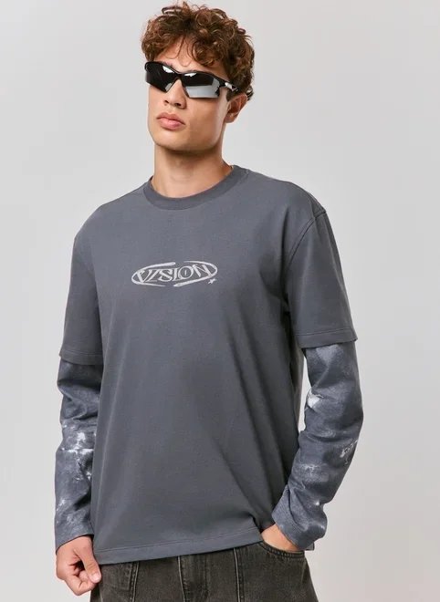 camiseta comfort manga longa sobreposta camiseta comfort manga longa sobreposta