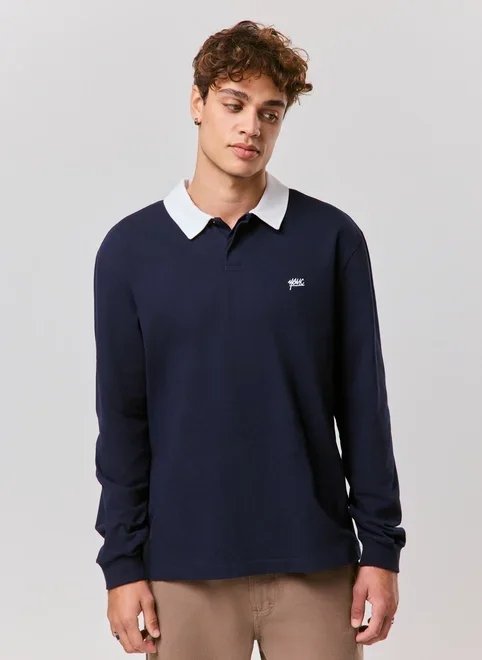 polo comfort manga longa azul polo comfort manga longa azul