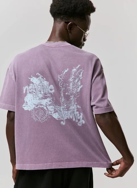 camiseta box roxa estonada com estampa camiseta box roxa estonada com estampa